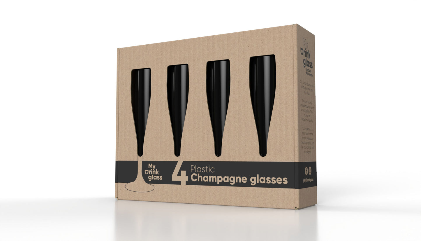 Champagneglazen 4 stuks zwart